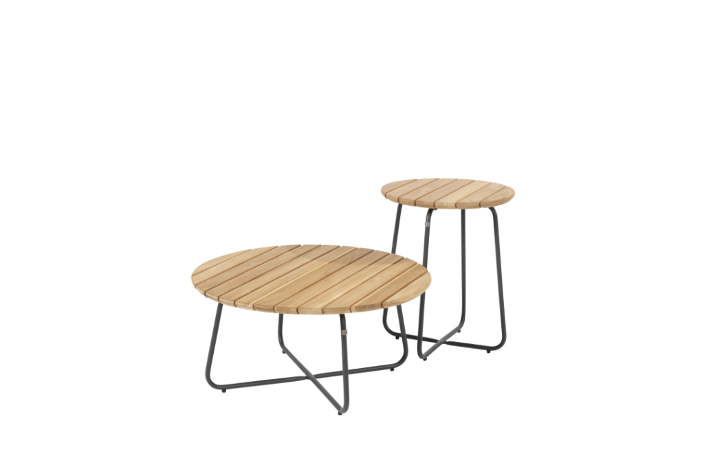 Biijzettafel Verdi Ø45x55 cm antraciet-teak