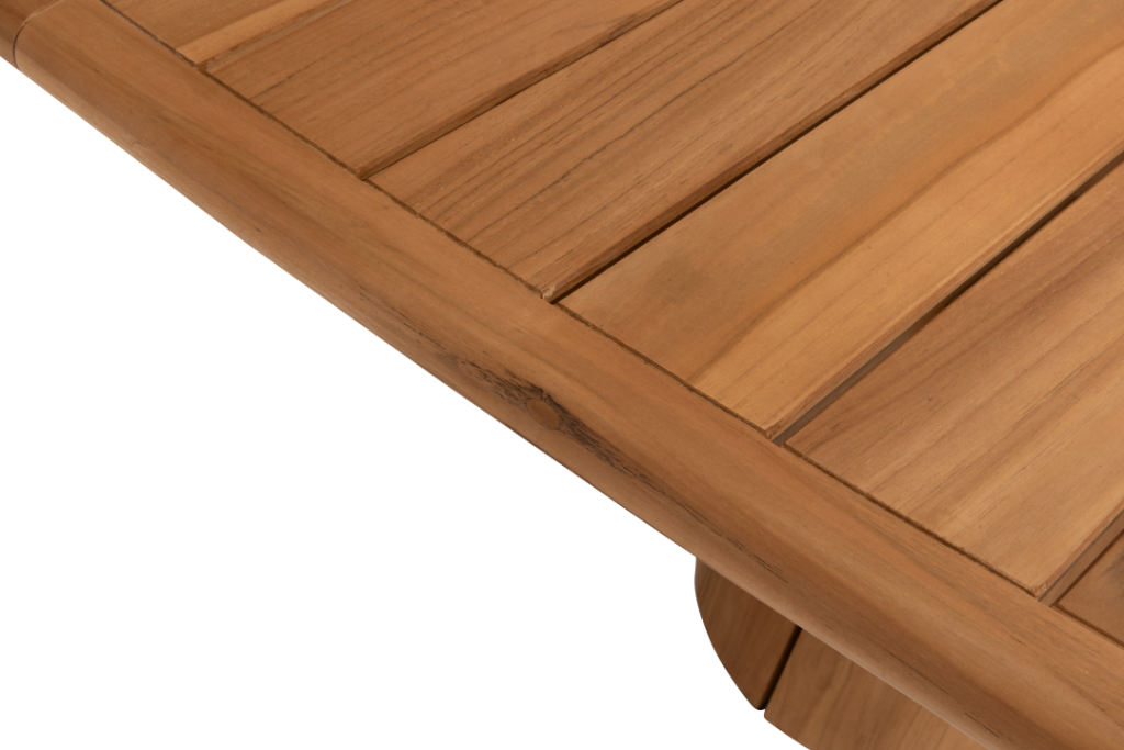 Capri teak tafelblad barrel-vorm - 280 x 110 cm.