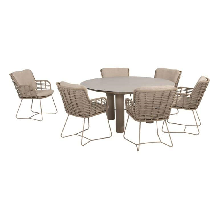 Dining tafel Donato Ø160 cm + Dining stoel Fabrice latte