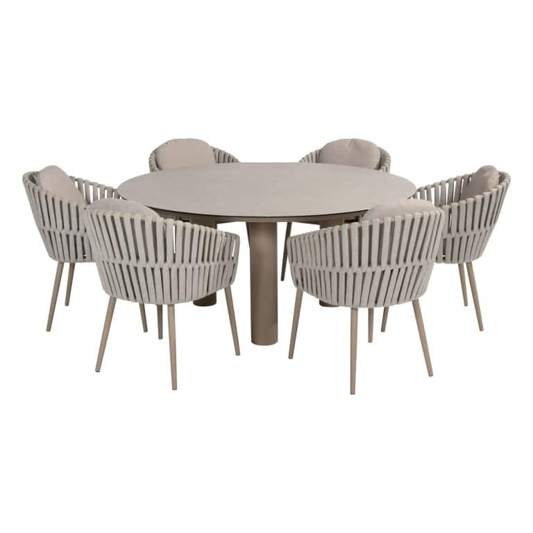 Dining tafel Donato Ø160 cm latte + Dining stoel Eva