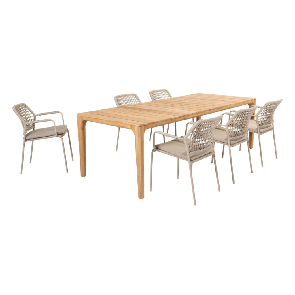 Dining tafel Liam 240 cm + Dining stoel Barista latte