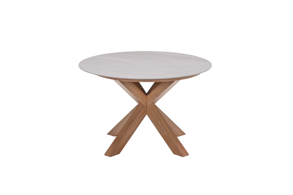 Dining tafel Lowland Centostone Napoli sand/teaklook - Ø120 cm
