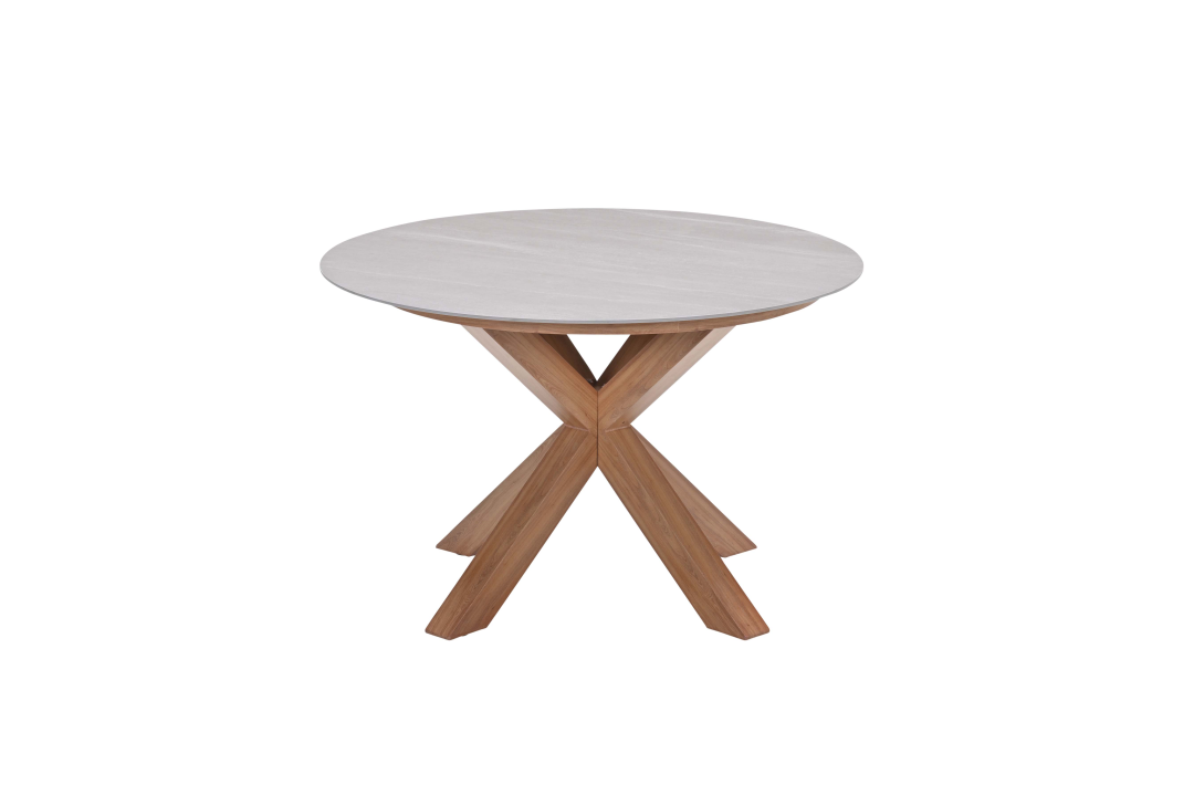 Dining tafel Lowland Centostone Napoli sand/teaklook - Ø120 cm