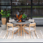 Dining tafel Lowland Centostone Napoli sand/teaklook - Ø120 cm