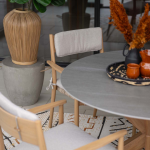 Dining tafel Lowland Centostone Napoli sand/teaklook - Ø120 cm