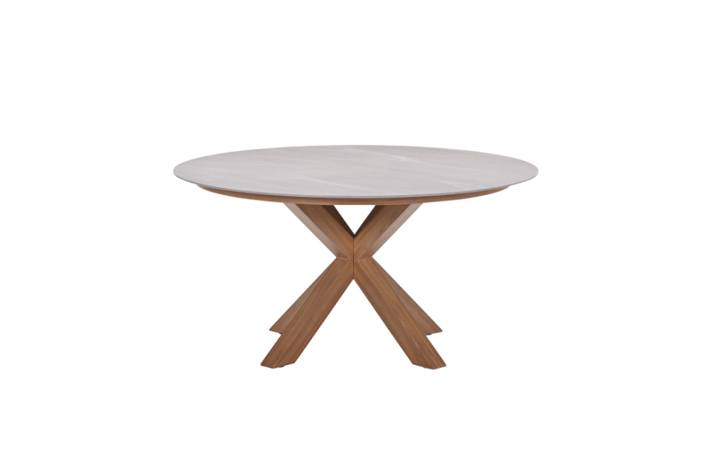 Dining tafel Lowland Centostone Napoli sand/teaklook - Ø150 cm