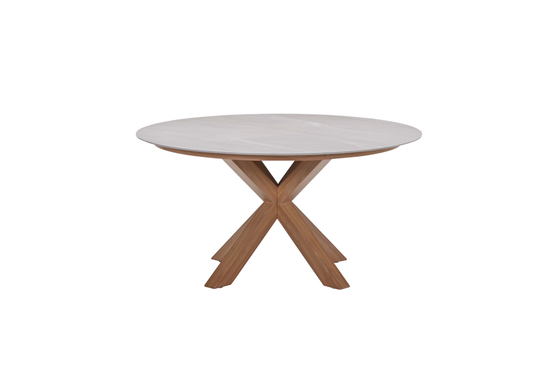 Dining tafel Lowland Centostone Napoli sand/teaklook - Ø150 cm