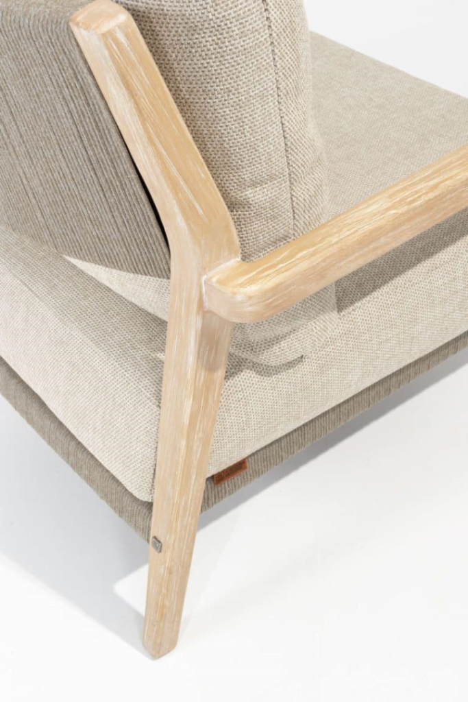 Julia lounge stoel brushed teak incl. 2 kussens