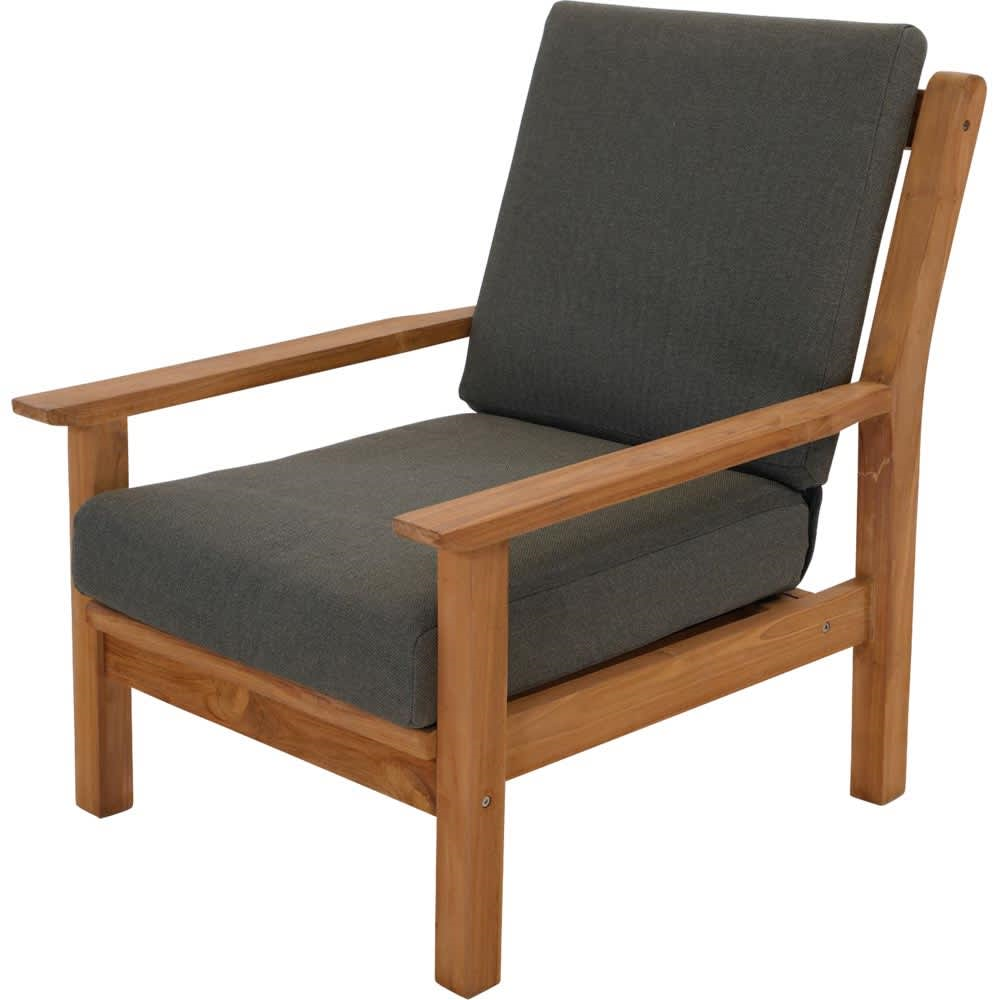 Loungestoel teak, incl. kussen