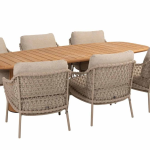Low dining tafel Capri barrel-vorm 240 cm + Low dining stoel Sardinia