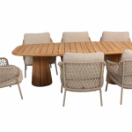 Low dining tafel Capri barrel-vorm 240 cm + Low dining stoel Sardinia