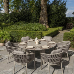 Low dining tafel Donato 160 cm. Ø160 cm latte