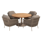 Low dining tafel Saba latte Ø130 cm + Low dining stoel Comino