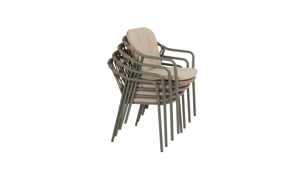 Manitoba stapelbare dining stoel olive incl. 2 kussens