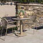 Manolo eettafel latte met geprint keramiek tafelblad 75 x 75 cm.