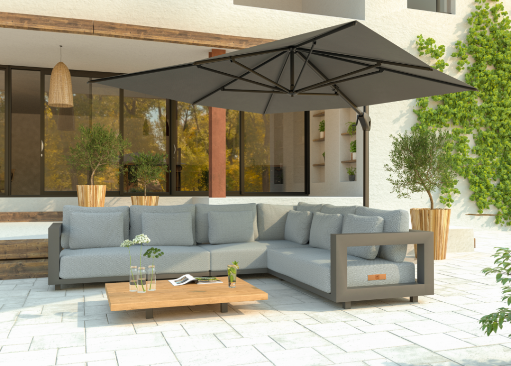 Metropolitan 2.5-zits lounge bank antraciet, armleuning links incl. 5 kussens