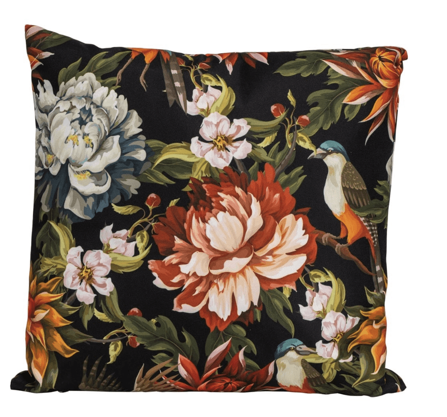 Sierkussen outdoor Black Flower