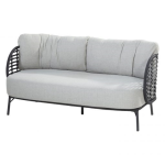 Stoel-bank loungeset Fabrice 3-dlg + Bijzettafel Verdi antraciet ø73 cm