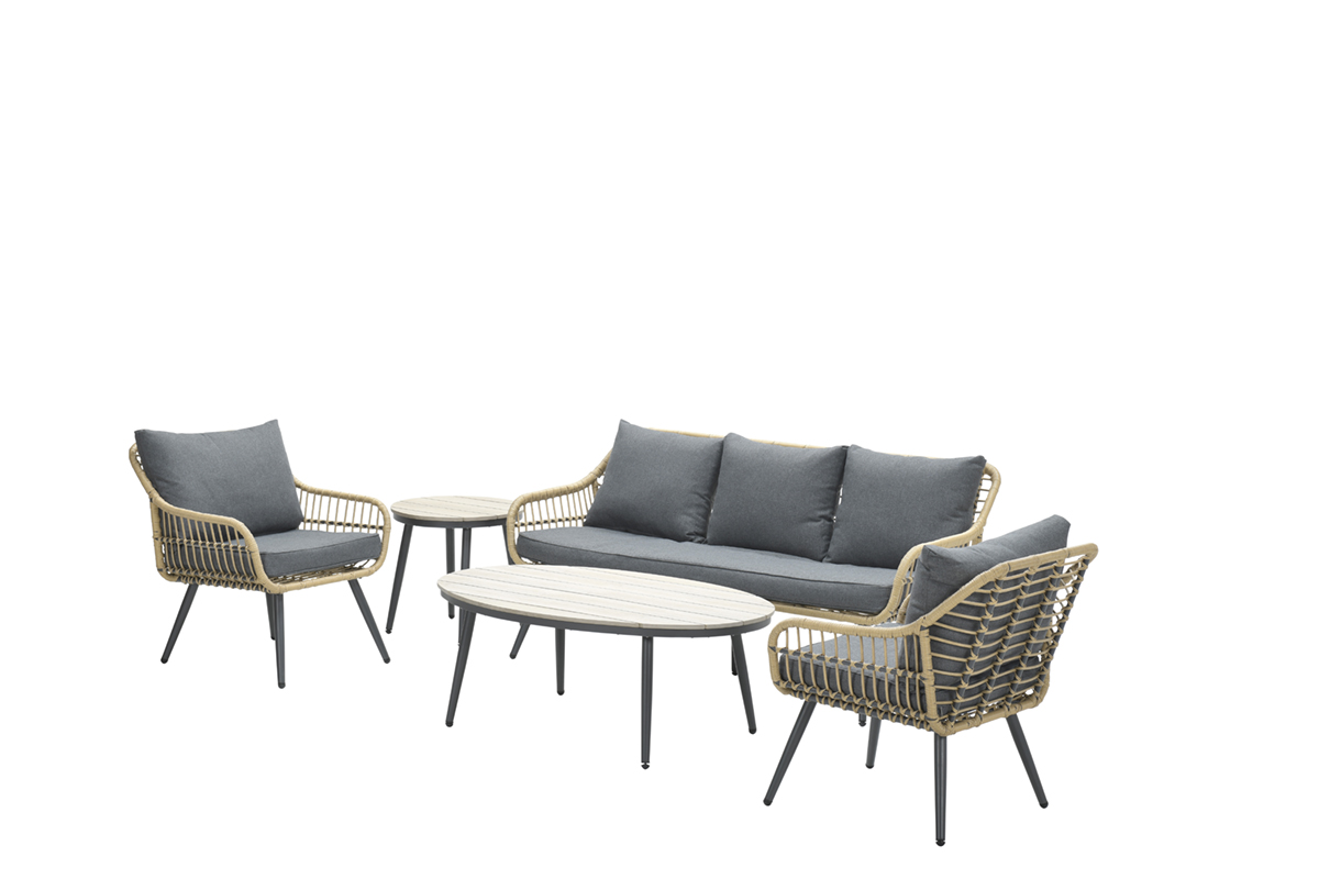 Stoel-bank loungeset Margriet 5-dlg