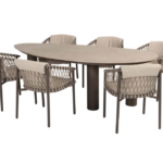 Dining tafel Arizona kiezel-vorm 240 cm + Dining stoel Allora terre