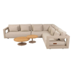 Hoek loungeset Metropolitan 3-dlg + Volta loungetafel set latte