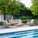 Stoel-bank loungeset Nora 3-dlg + Loungetafel Pablo ø80 cm