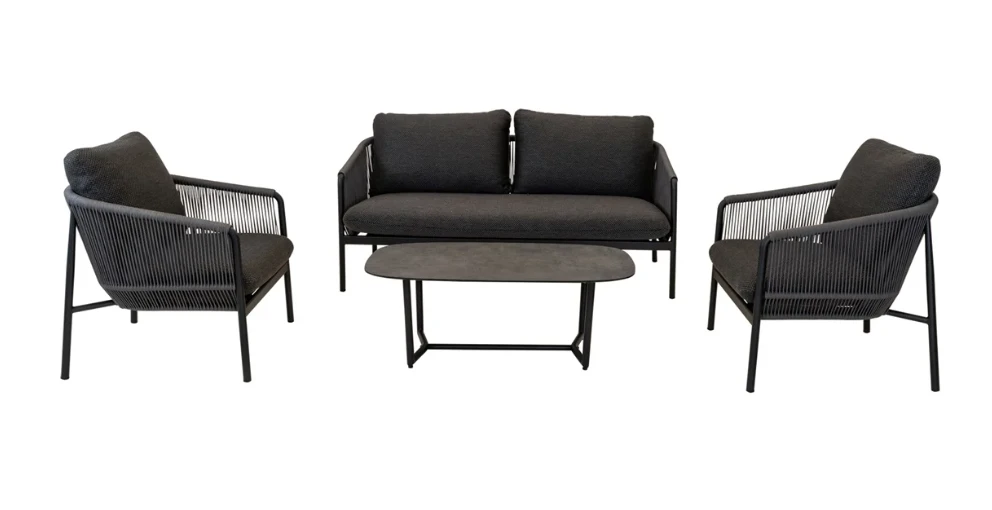 Stoel-bank loungeset Osaka zwart