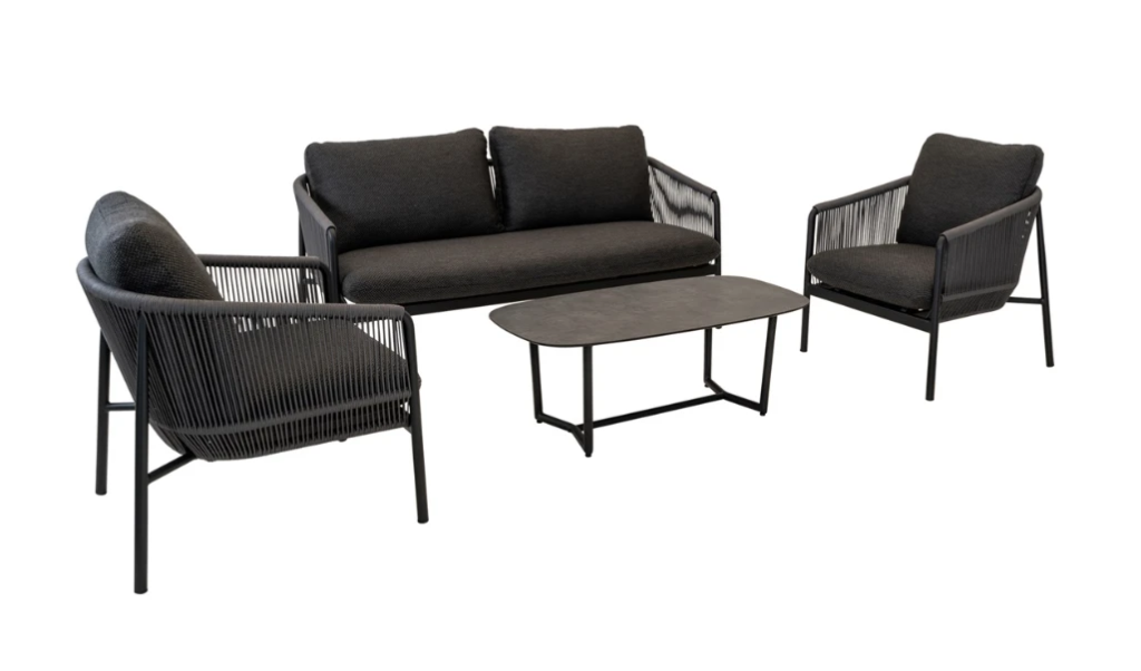 Stoel-bank loungeset Osaka zwart