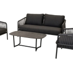 Stoel-bank loungeset Osaka zwart