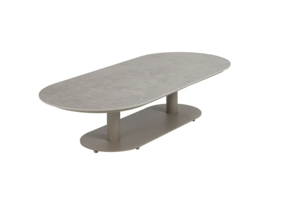Boaz ovale salontafel latte met keramisch tafelblad, 150 x 65 cm (H 35)