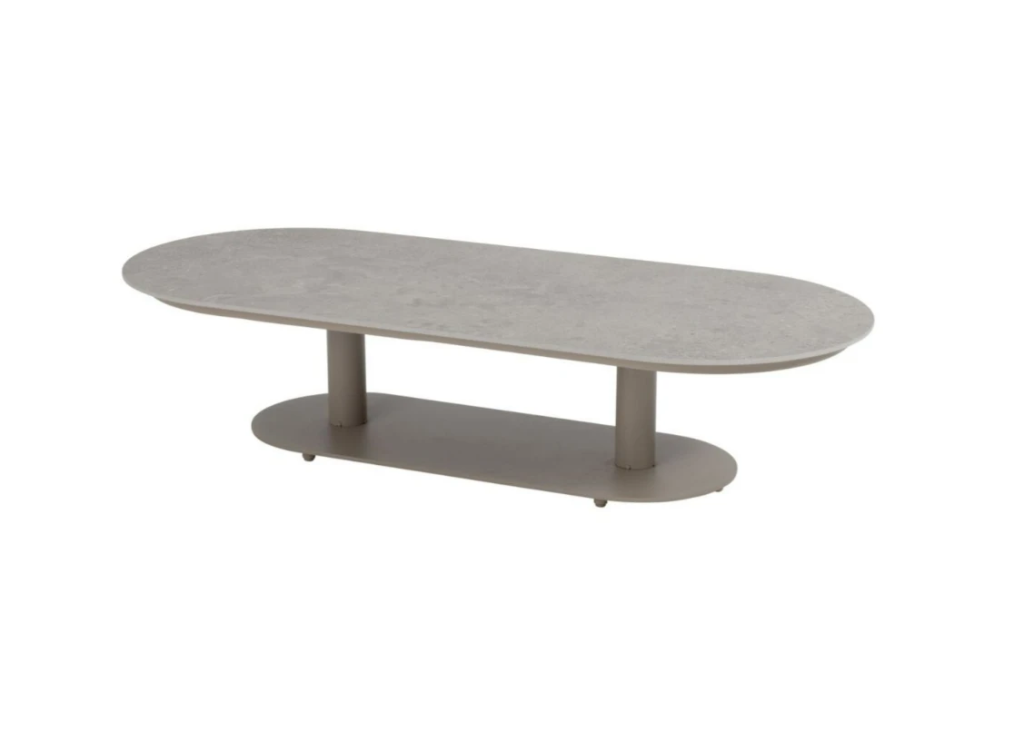 Boaz ovale salontafel latte met keramisch tafelblad, 150 x 65 cm (H 35)