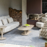 Boaz ovale salontafel latte met keramisch tafelblad, 150 x 65 cm (H 35)