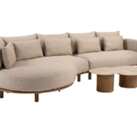 Chaise longue loungebank Safina + Loungetafel set Sofie 4-dlg