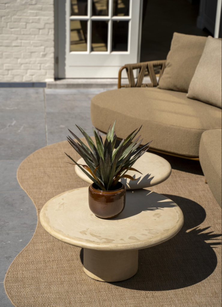 Chaise longue loungeset Biarritz amber+ loungetafel set Hampton mortex 4-dlg