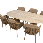 Dining tafel Colorado travertin 240 cm + Dining stoel Biarritz amber 8-dlg