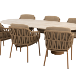 Dining tafel Colorado travertin 240 cm + Dining stoel Biarritz amber 8-dlg