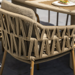 Dining tafel Colorado travertin Ø160 cm + Dining stoel Biarritz amber 8-dlg