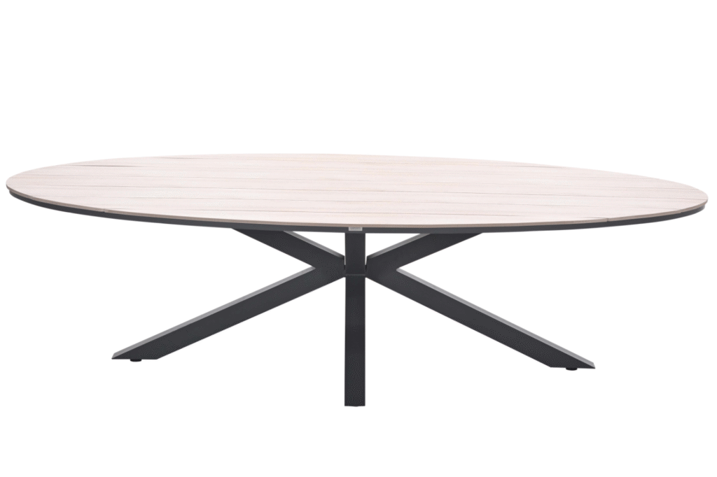 Dining tafel Edison ovaal Carbon black light teak - 280x140 cm