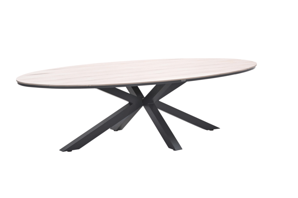 Dining tafel Edison ovaal Carbon black light teak - 280x140 cm