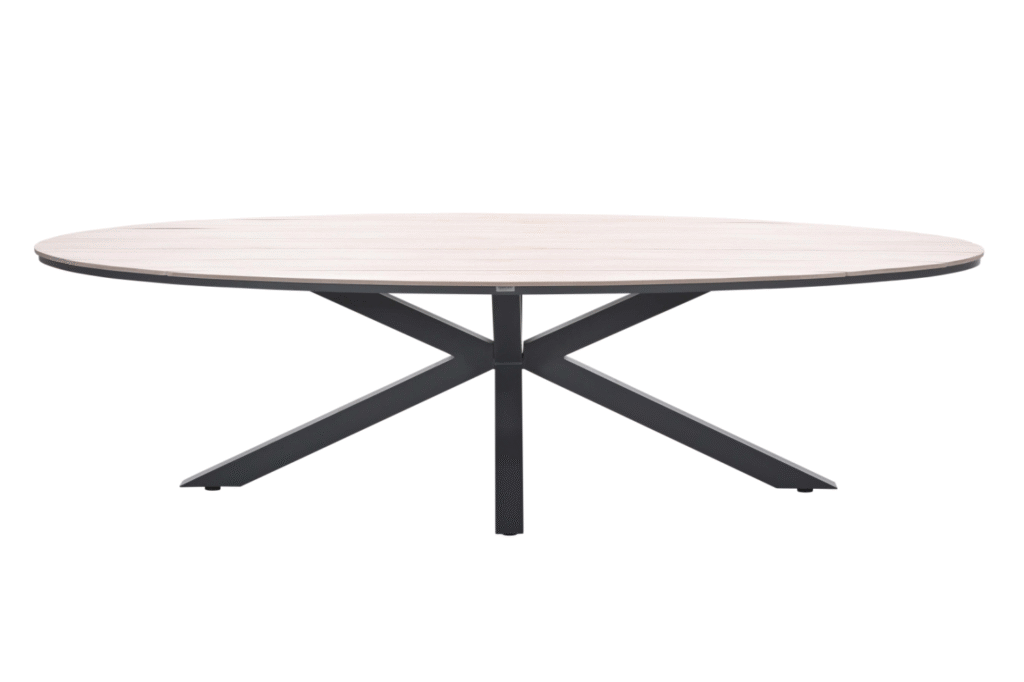 Dining tafel Edison ovaal Carbon black light teak - 280x140 cm