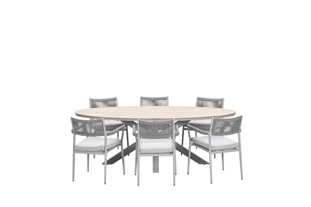 Dining tafel Edison ovaal taupe light teak - 220x115 cm