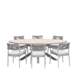 Dining tafel Edison ovaal taupe light teak - 220x115 cm