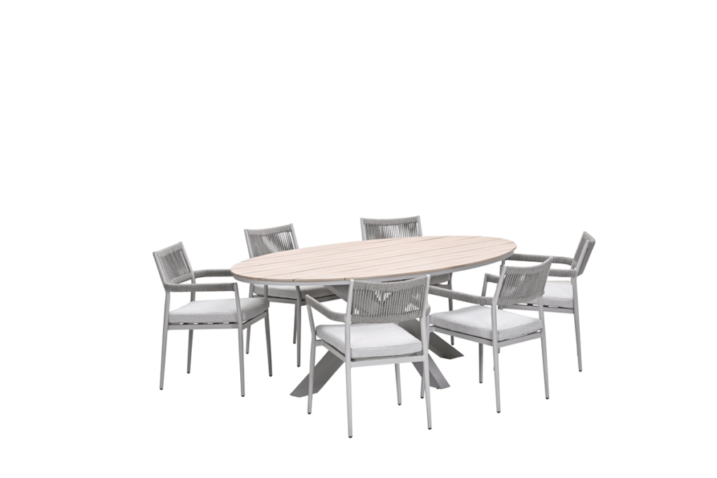 Dining tafel Edison ovaal taupe light teak - 220x115 cm