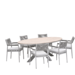 Dining tafel Edison ovaal taupe light teak - 220x115 cm