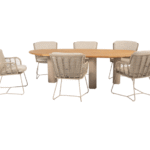 Dining tafel Estate mango latte-teak + Dining stoel Fabrice 8-dlg