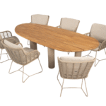 Dining tafel Estate mango latte-teak + Dining stoel Fabrice 8-dlg