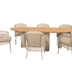 Dining tafel Estate mango latte-teak + Dining stoel Puccini 8-dlg