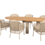 Dining tafel Estate mango latte-teak + Dining stoel Puccini 8-dlg
