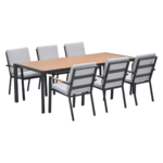 Dining tafel Felini carbon black light teak - 220x93x72 cm