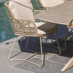 Dining tafel Hampton mortex Ø160 cm + Dining stoel Fabrice latte 8-dlg